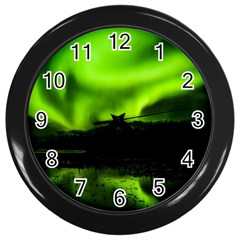 Aurora Borealis Northern Lights Sky Wall Clocks (black) by Simbadda