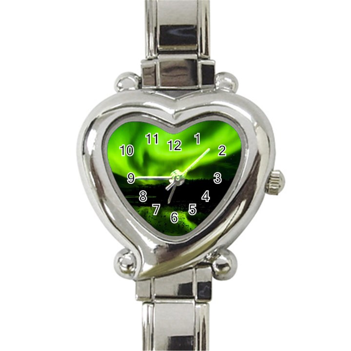 Aurora Borealis Northern Lights Sky Heart Italian Charm Watch