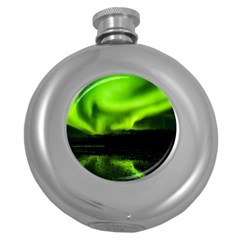 Aurora Borealis Northern Lights Sky Round Hip Flask (5 Oz) by Simbadda