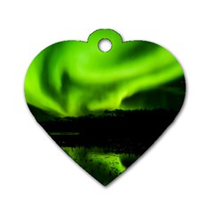 Aurora Borealis Northern Lights Sky Dog Tag Heart (one Side) by Simbadda