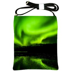 Aurora Borealis Northern Lights Sky Shoulder Sling Bags by Simbadda