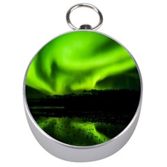 Aurora Borealis Northern Lights Sky Silver Compasses by Simbadda