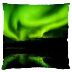 Aurora Borealis Northern Lights Sky Large Flano Cushion Case (two Sides) by Simbadda