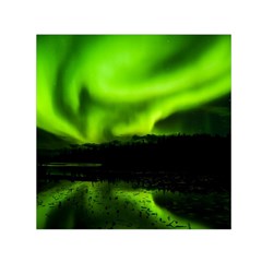 Aurora Borealis Northern Lights Sky Small Satin Scarf (square) by Simbadda