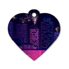 Architecture Home Skyscraper Dog Tag Heart (one Side) by Simbadda