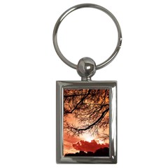 Tree Skyline Silhouette Sunset Key Chains (rectangle)  by Simbadda