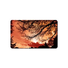 Tree Skyline Silhouette Sunset Magnet (name Card) by Simbadda