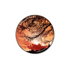 Tree Skyline Silhouette Sunset Hat Clip Ball Marker by Simbadda