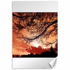 Tree Skyline Silhouette Sunset Canvas 24  X 36  by Simbadda