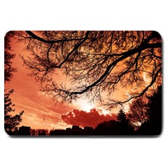 Tree Skyline Silhouette Sunset Large Doormat  by Simbadda