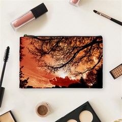 Tree Skyline Silhouette Sunset Cosmetic Bag (medium)  by Simbadda