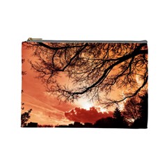 Tree Skyline Silhouette Sunset Cosmetic Bag (large)  by Simbadda