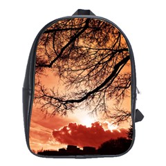 Tree Skyline Silhouette Sunset School Bag (large) by Simbadda