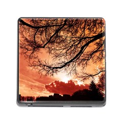 Tree Skyline Silhouette Sunset Memory Card Reader (square) by Simbadda