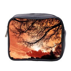 Tree Skyline Silhouette Sunset Mini Toiletries Bag 2-side by Simbadda