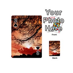 Tree Skyline Silhouette Sunset Playing Cards 54 (mini)  by Simbadda