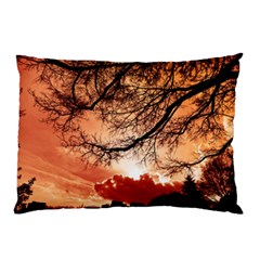 Tree Skyline Silhouette Sunset Pillow Case (two Sides) by Simbadda