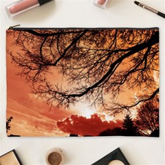 Tree Skyline Silhouette Sunset Cosmetic Bag (xxxl)  by Simbadda