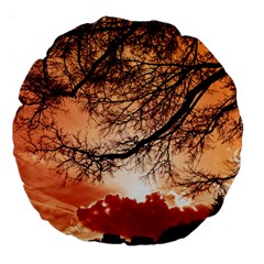 Tree Skyline Silhouette Sunset Large 18  Premium Round Cushions by Simbadda