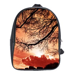 Tree Skyline Silhouette Sunset School Bag (xl) by Simbadda