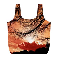 Tree Skyline Silhouette Sunset Full Print Recycle Bags (l)  by Simbadda