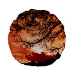 Tree Skyline Silhouette Sunset Standard 15  Premium Flano Round Cushions Back