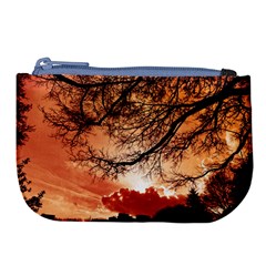 Tree Skyline Silhouette Sunset Large Coin Purse by Simbadda