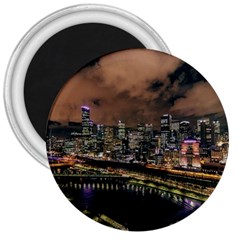 Cityscape Night Buildings 3  Magnets by Simbadda