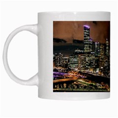 Cityscape Night Buildings White Mugs by Simbadda