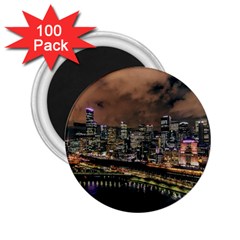 Cityscape Night Buildings 2 25  Magnets (100 Pack)  by Simbadda