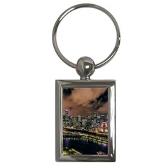 Cityscape Night Buildings Key Chains (rectangle)  by Simbadda