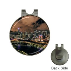 Cityscape Night Buildings Hat Clips With Golf Markers by Simbadda