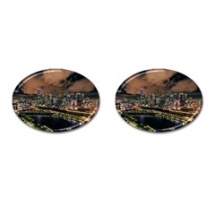 Cityscape Night Buildings Cufflinks (oval) by Simbadda