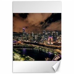 Cityscape Night Buildings Canvas 12  X 18   by Simbadda