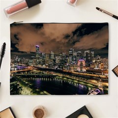 Cityscape Night Buildings Cosmetic Bag (xl) by Simbadda