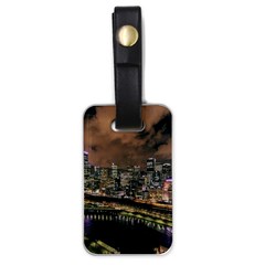 Cityscape Night Buildings Luggage Tags (one Side)  by Simbadda