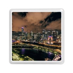 Cityscape Night Buildings Memory Card Reader (square)  by Simbadda