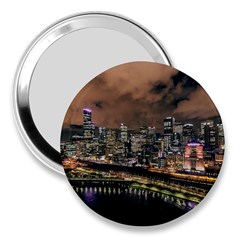 Cityscape Night Buildings 3  Handbag Mirrors by Simbadda