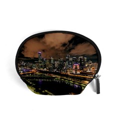 Cityscape Night Buildings Accessory Pouches (small)  by Simbadda