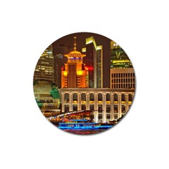 Shanghai Skyline Architecture Magnet 3  (round) by Simbadda