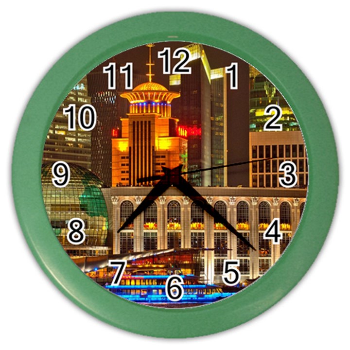 Shanghai Skyline Architecture Color Wall Clocks