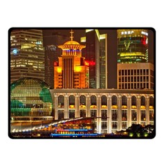 Shanghai Skyline Architecture Fleece Blanket (small) by Simbadda