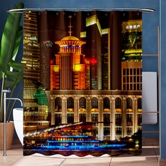 Shanghai Skyline Architecture Shower Curtain 60  X 72  (medium)  by Simbadda