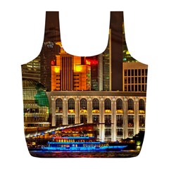 Shanghai Skyline Architecture Full Print Recycle Bags (l)  by Simbadda