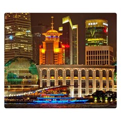 Shanghai Skyline Architecture Double Sided Flano Blanket (small)  by Simbadda