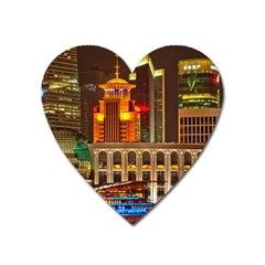 Shanghai Skyline Architecture Heart Magnet by Simbadda