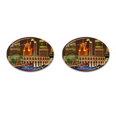 Shanghai Skyline Architecture Cufflinks (oval) by Simbadda