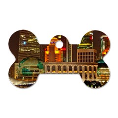 Shanghai Skyline Architecture Dog Tag Bone (one Side)