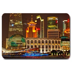 Shanghai Skyline Architecture Large Doormat  by Simbadda