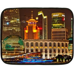 Shanghai Skyline Architecture Fleece Blanket (mini) by Simbadda